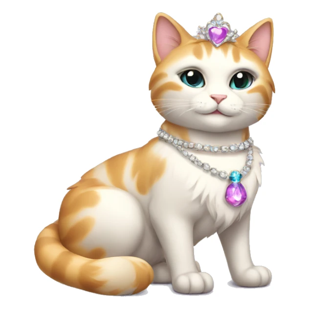 Magical princess-cat with tiara and necklace full body sticker