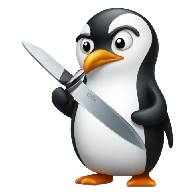 Cartoon penguin with a knife sticker