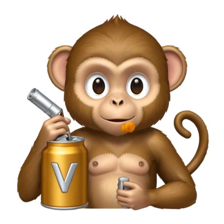 Monkey holding V can sticker