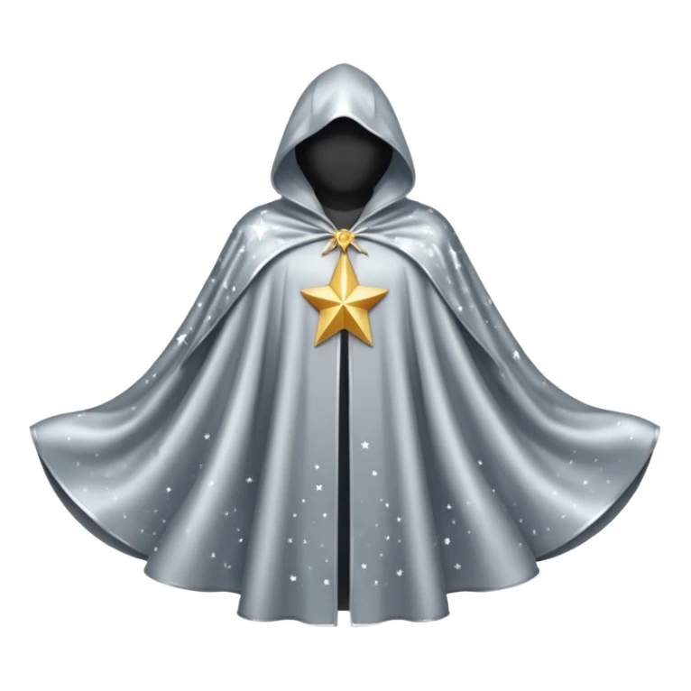 a fantasy  magic, silver color with star pattern cloak sticker