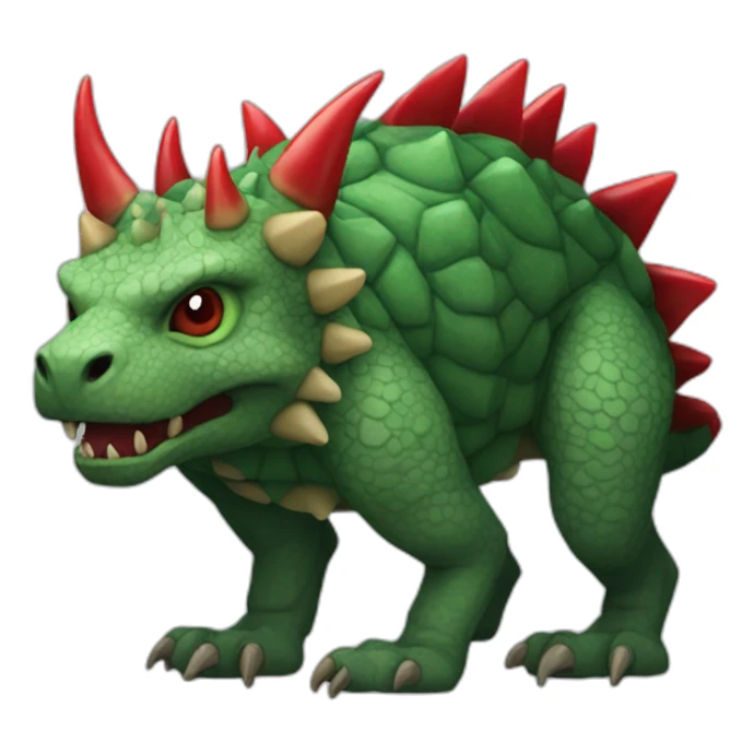 Green Tarasque with paws feets and back covered with red horns sticker