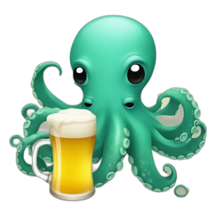 Octopus drinking beer sticker