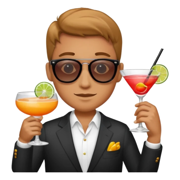 Chat avec un coctail sticker