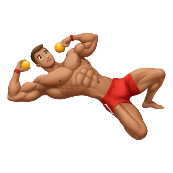 bodybuilder doing swiss-ball crunches sticker