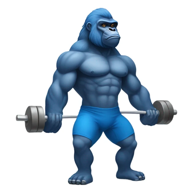 Blue gorilla lifting weights  sticker