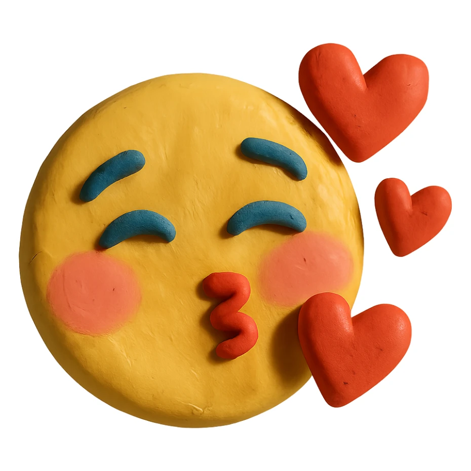 blushing face with hearts around it sticker