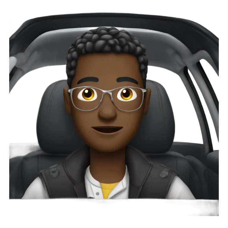 stylish boy in car interior sticker