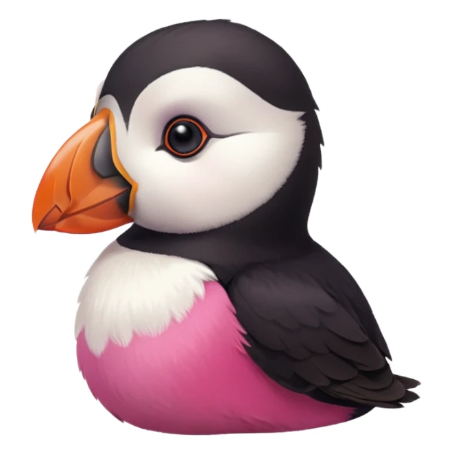pink puffin thinking sticker