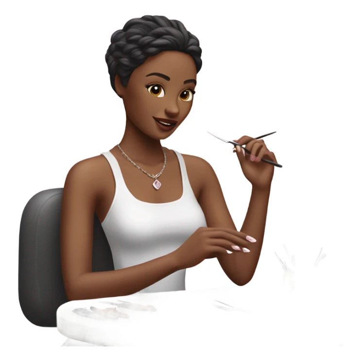 realistic model girl doing manicure sticker