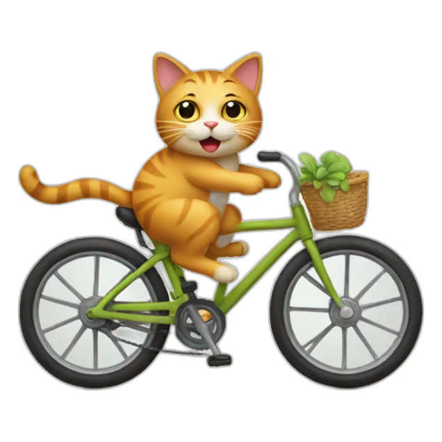 cat riding a bike sticker
