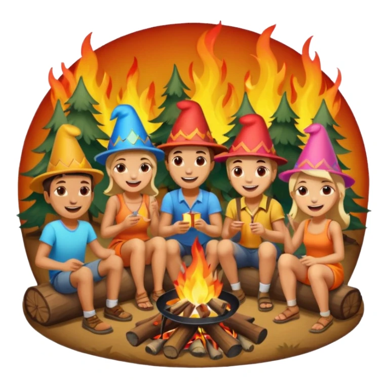 people gathering the campfire sticker