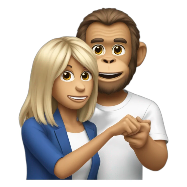 monkey with the brushing of brigitte macron sticker