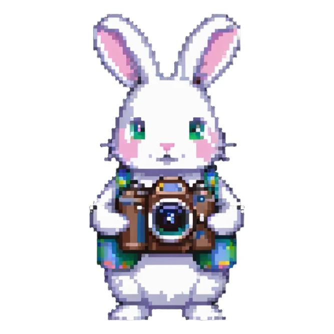 bunny holding digital cameras sticker