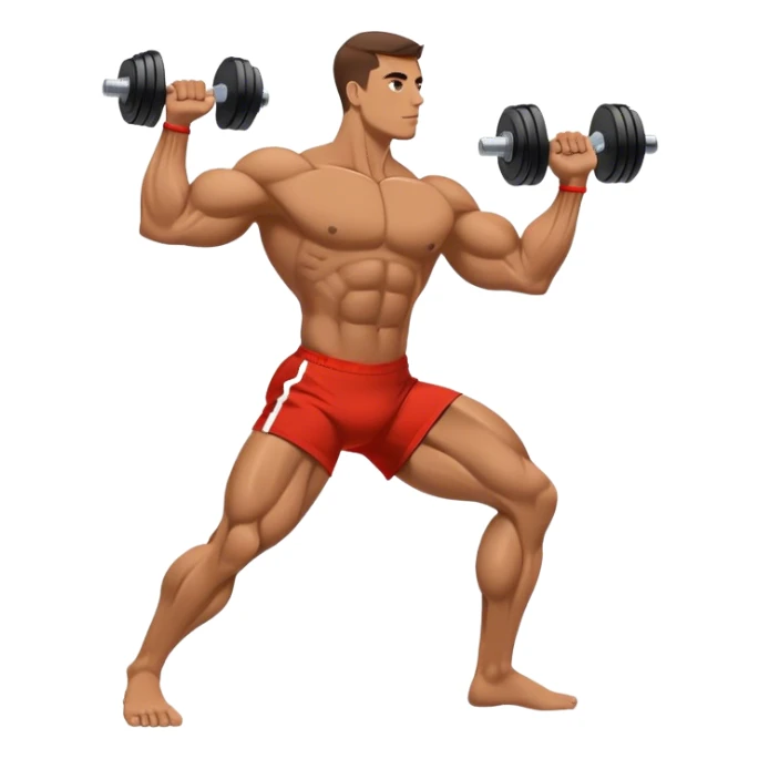 side-view bodybuilder dumbbell lunges sticker