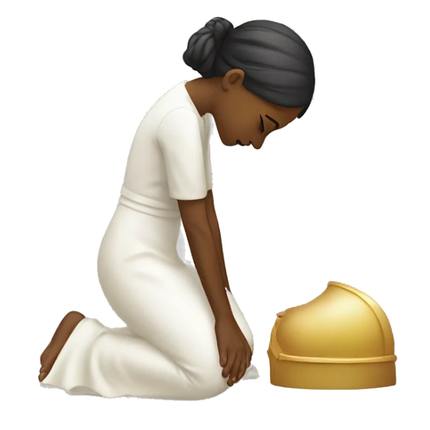 Girl bowing down worshipping sticker