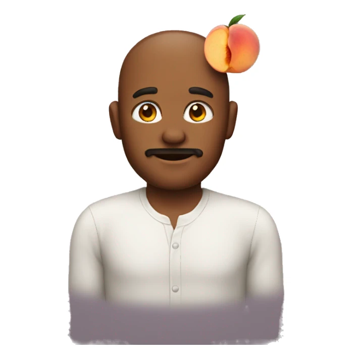 man with peach sticker