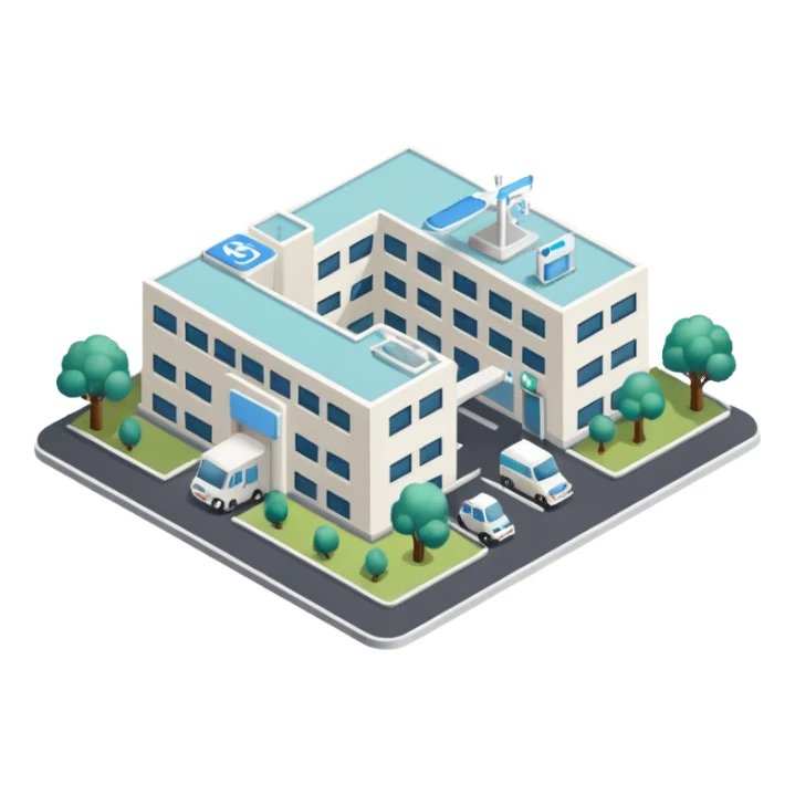 hospital isometric view sticker