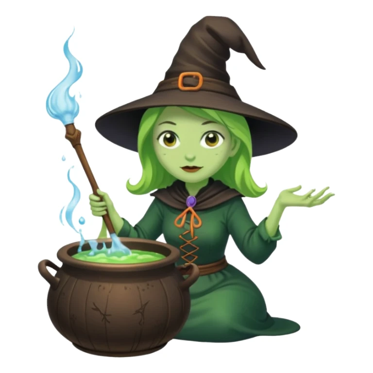green witch cooking potion sticker
