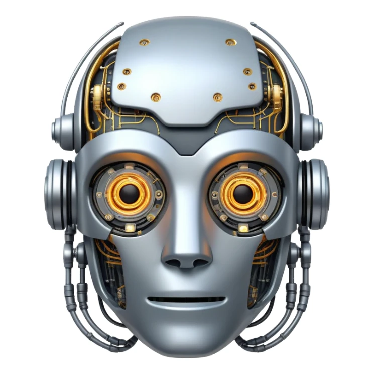 robot with digital brain sticker