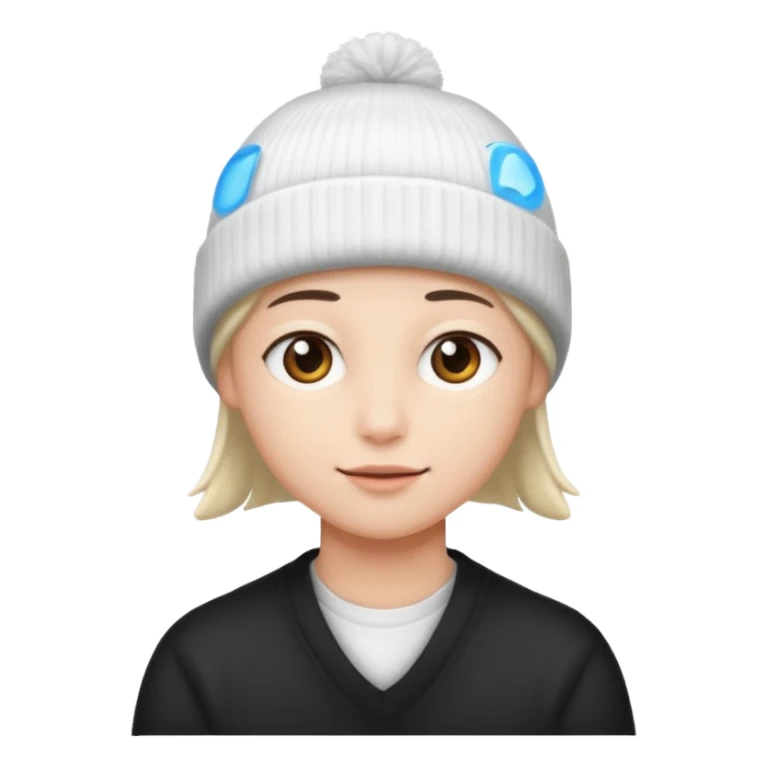 A head with white beanie sticker
