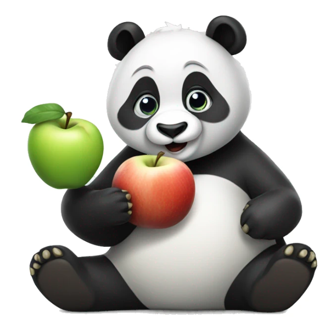 Un panda comiendo manzana  sticker