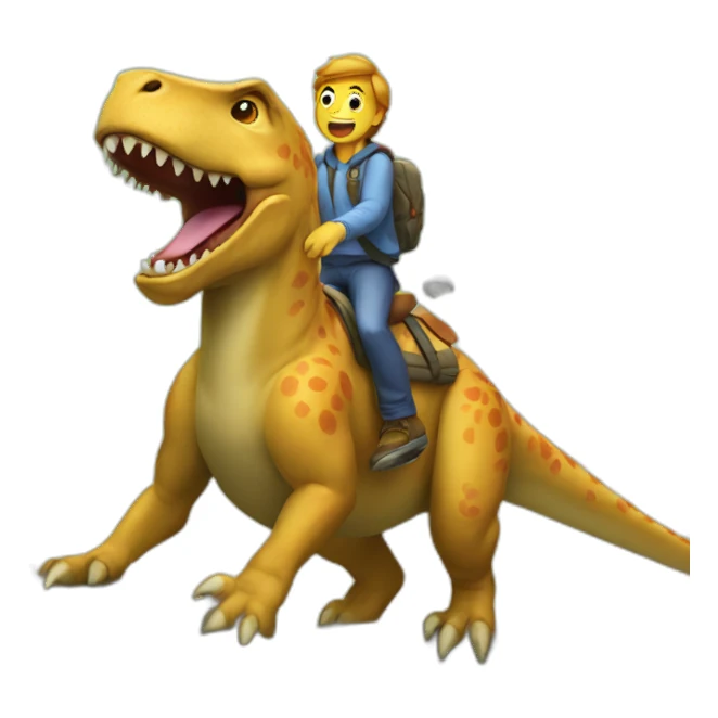 dog riding a dinosaur sticker