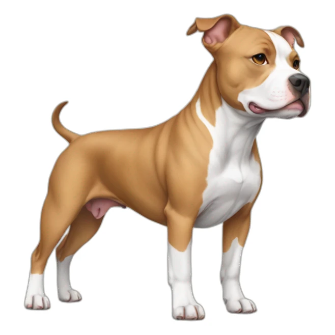 light brown and white pitbull on his back  sticker