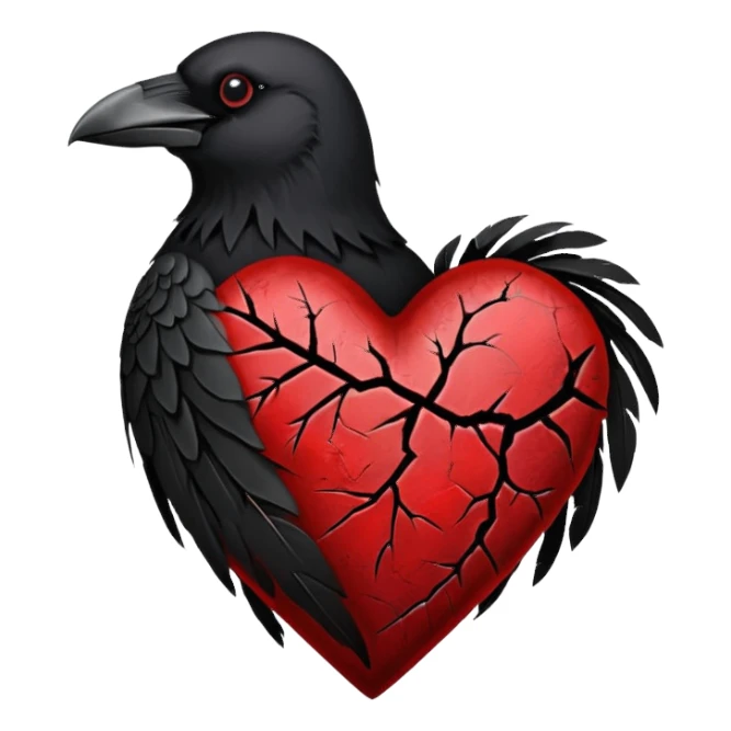 gothic heart with a crow feather sticker