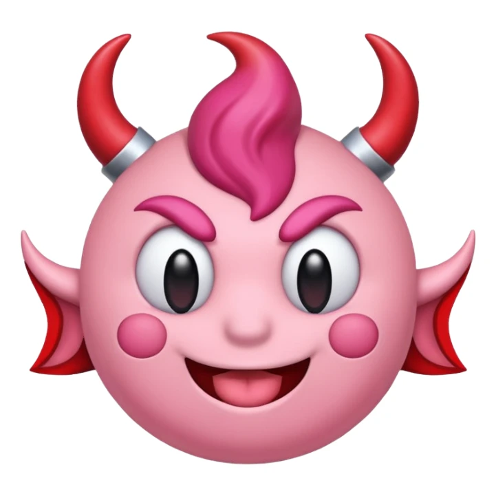 Kirby sitting with devil red horns sticker