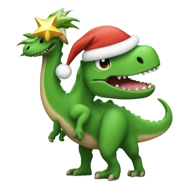Dino with Christmas tree sticker