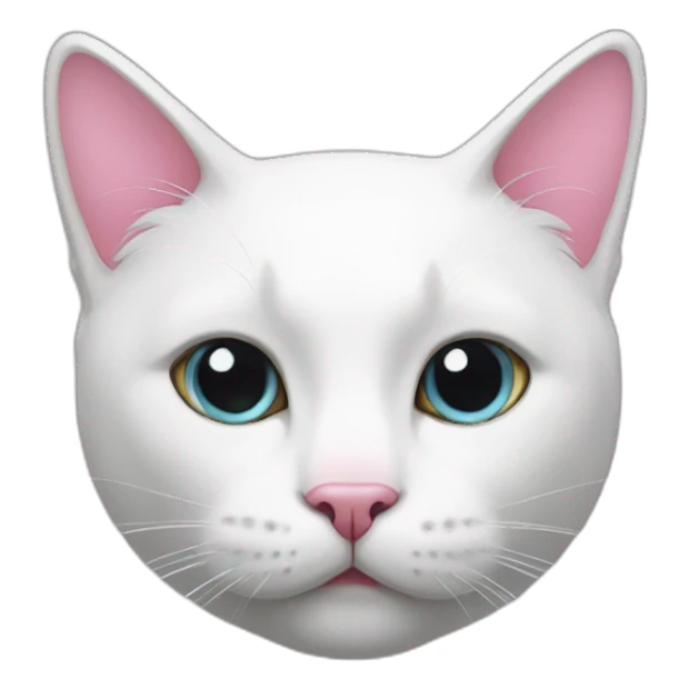 White cat with pink nose sticker