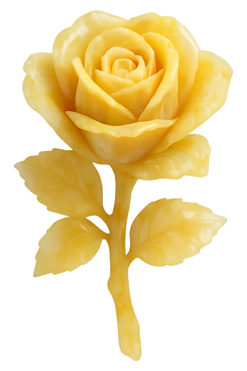 yellow Opal crystal rose flower, remove background sticker