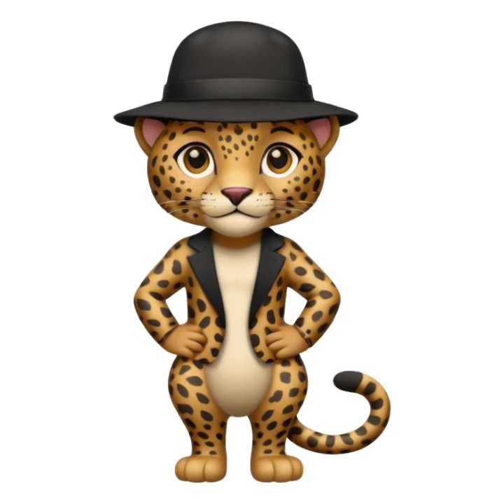 full body leopard in a black hat sticker