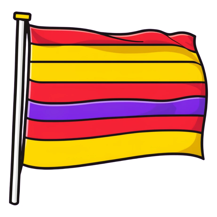 Flag with three horizontal bands - red, yellow, and violet sticker