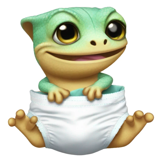 a sweet bab gecko with a diaper sticker