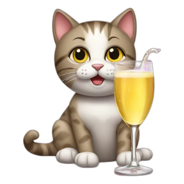 cat drinking champagne sticker