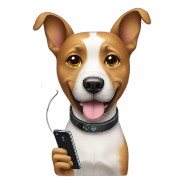 dog with phone head set sticker