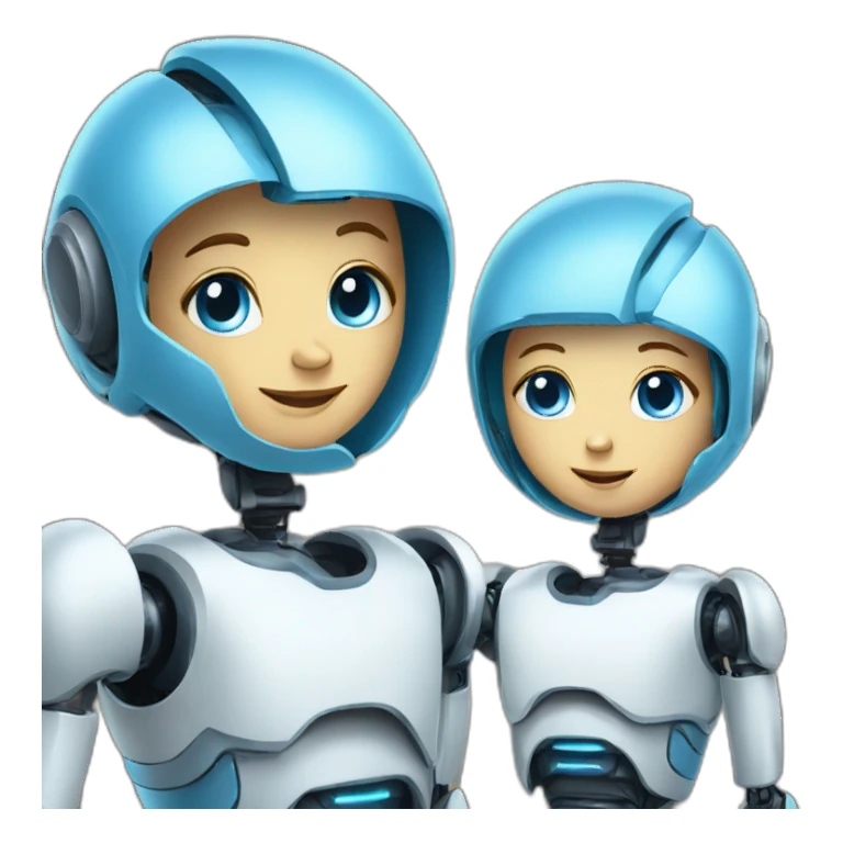 3 blue eyed kind and caring robot sticker