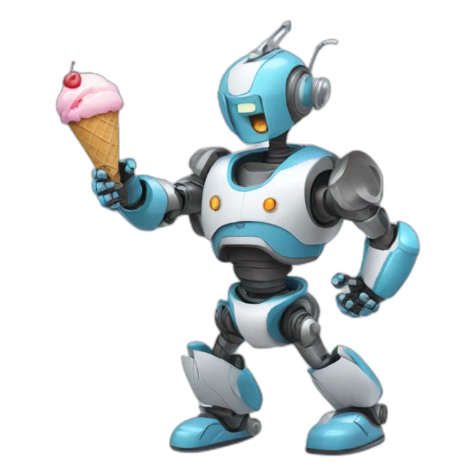 Robot Fighting with Ice Cream sticker