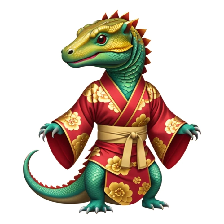 komodo dragon wearing a kimono sticker