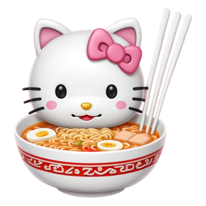 hello kitty eating ramen sticker