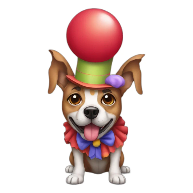 dog dressed as a clown sticker