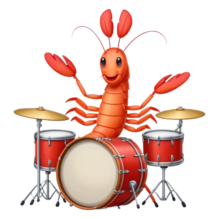 shrimp playing drums sticker