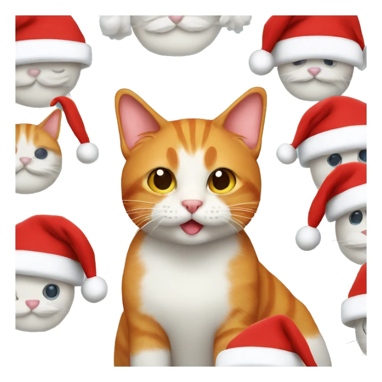 Ginger cat wearing Santa hat sticker