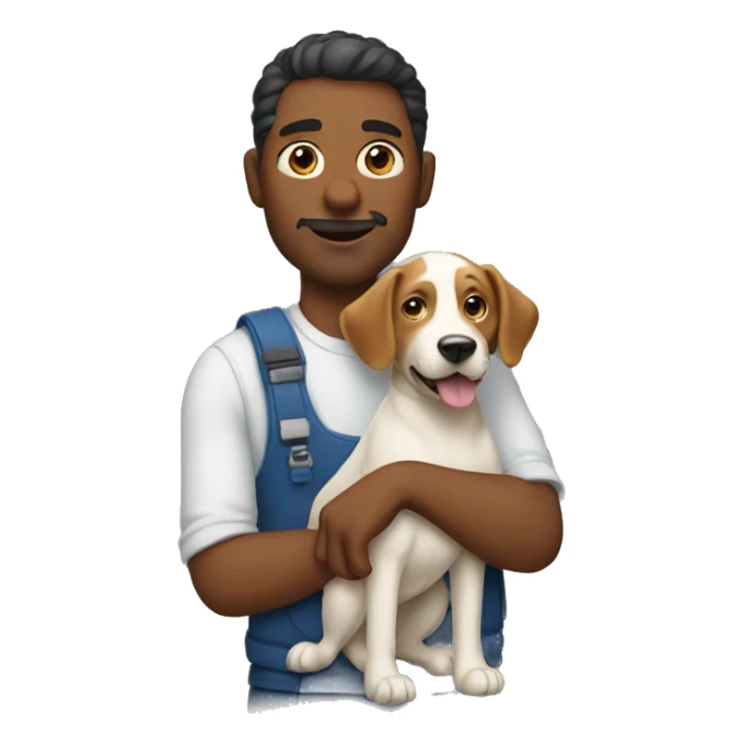 a man holding a dog sticker
