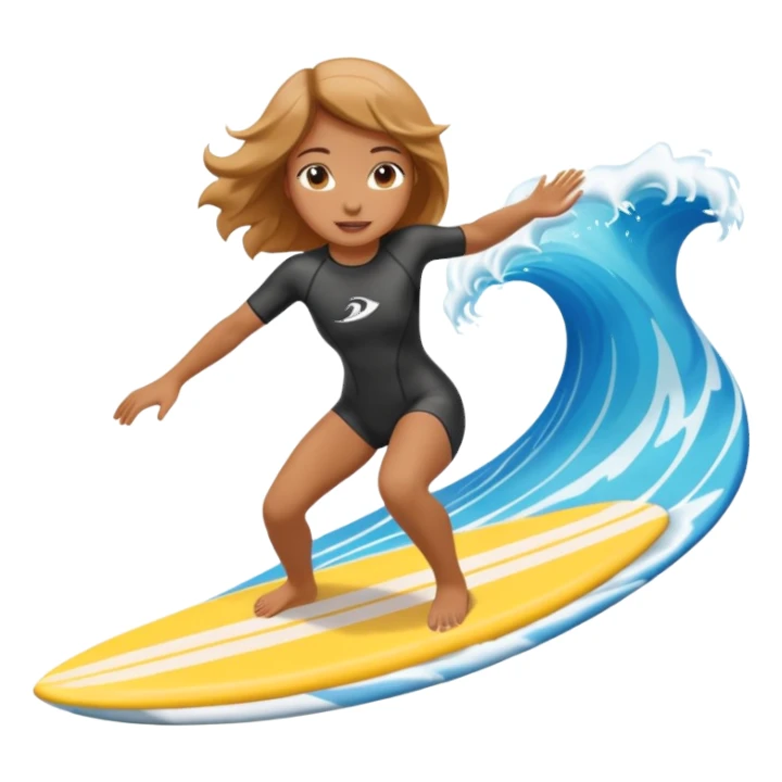 Девушка стоя на доске серфит на искусственной волне sticker