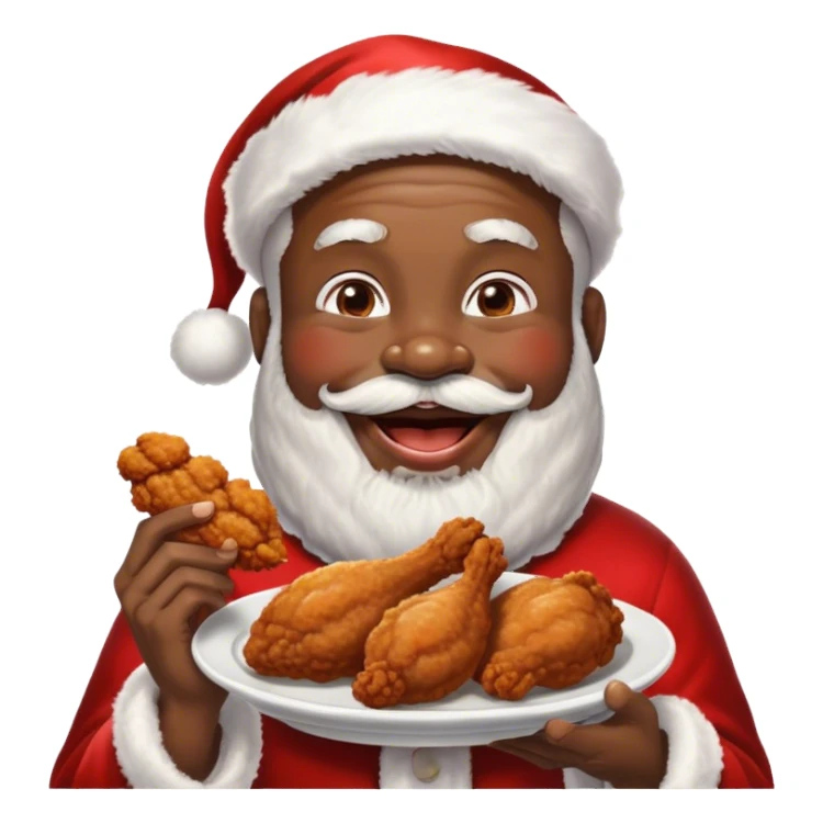 black santa eating chicken sticker