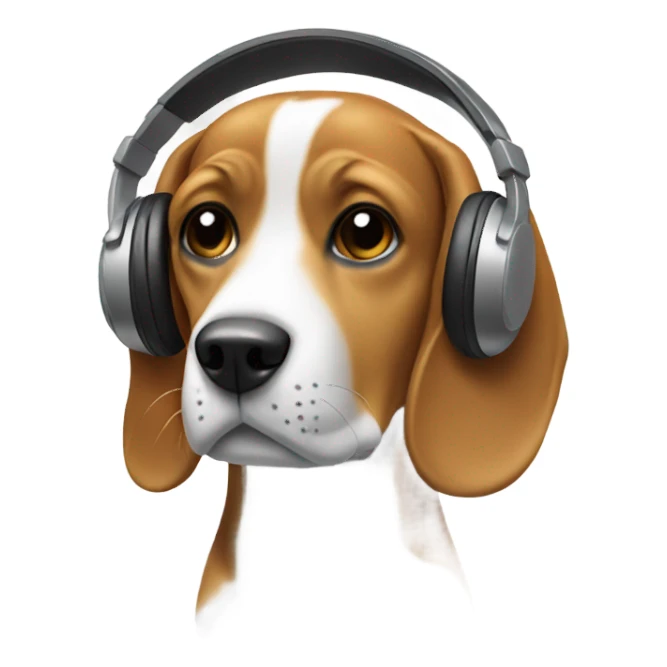 A beagle wearing headphones sticker