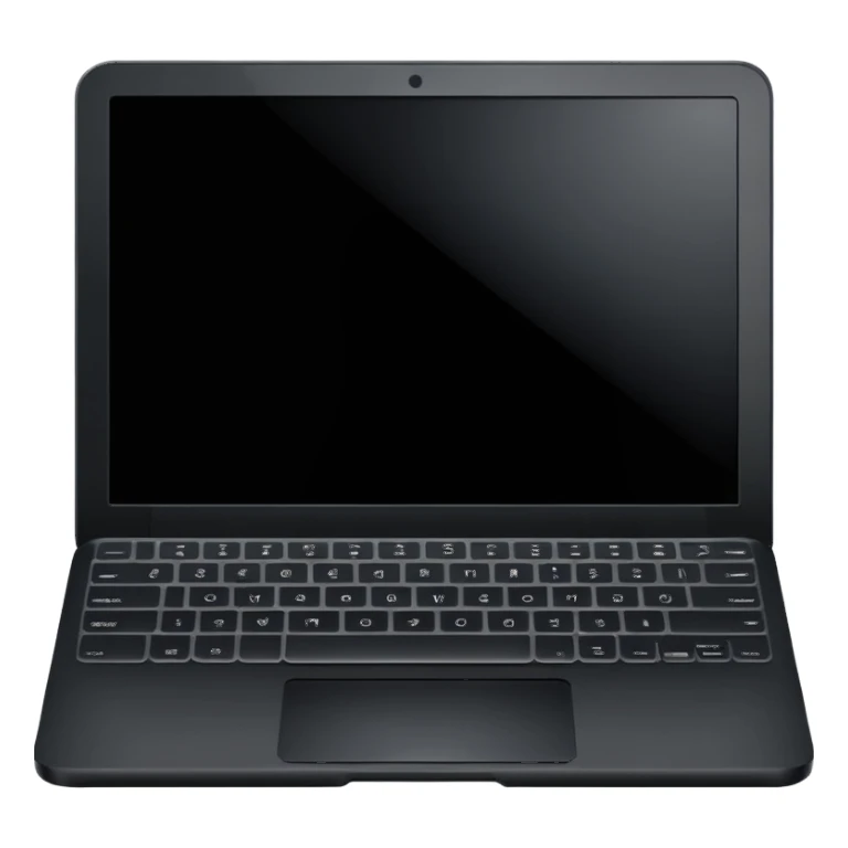 simple black laptop no visible keys sticker