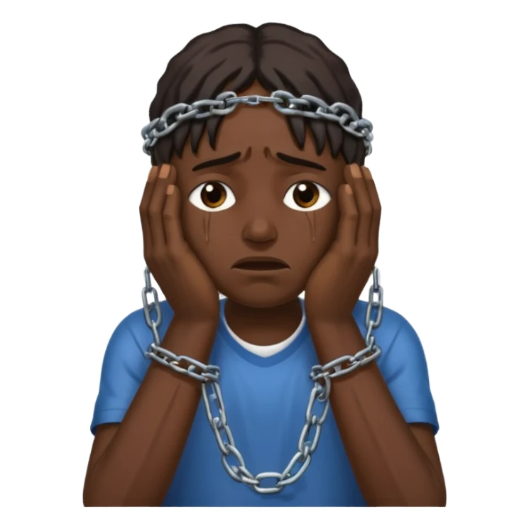 slavery chained hands and head, weeping sticker